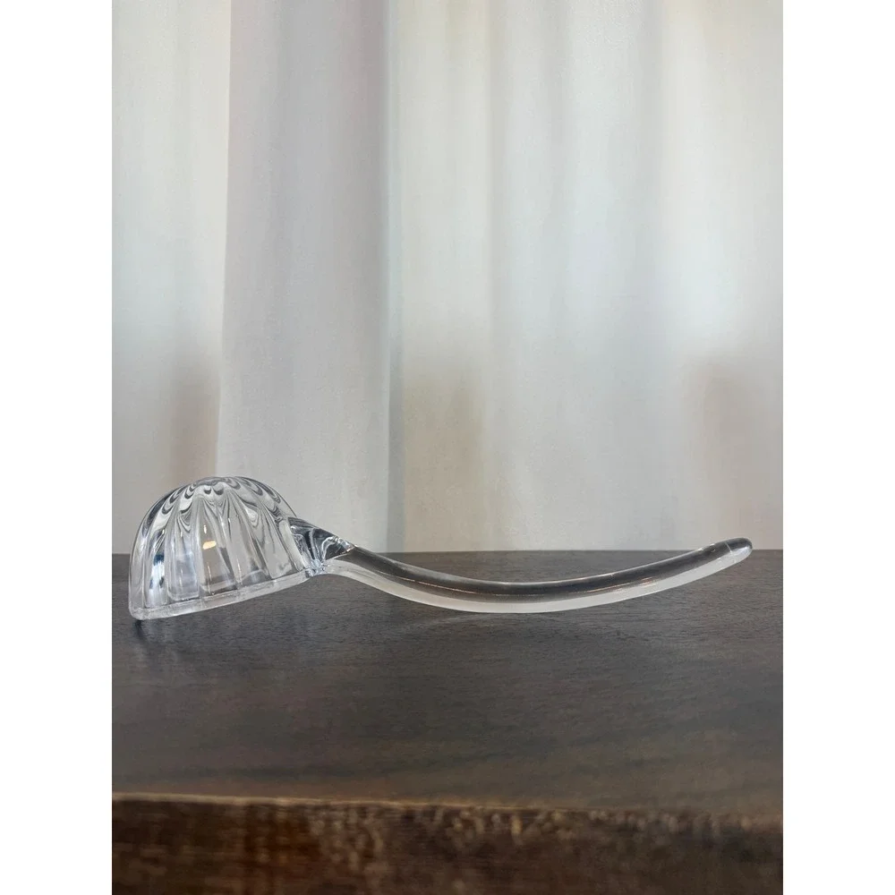 VTG Jeannette Glass National Log Cabin Clear Ribbed Punch Bowl Ladle 11.5
